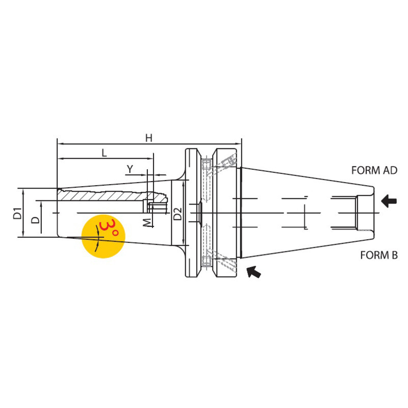 Mandrin de frettage  iso40 adb g2.5 3°